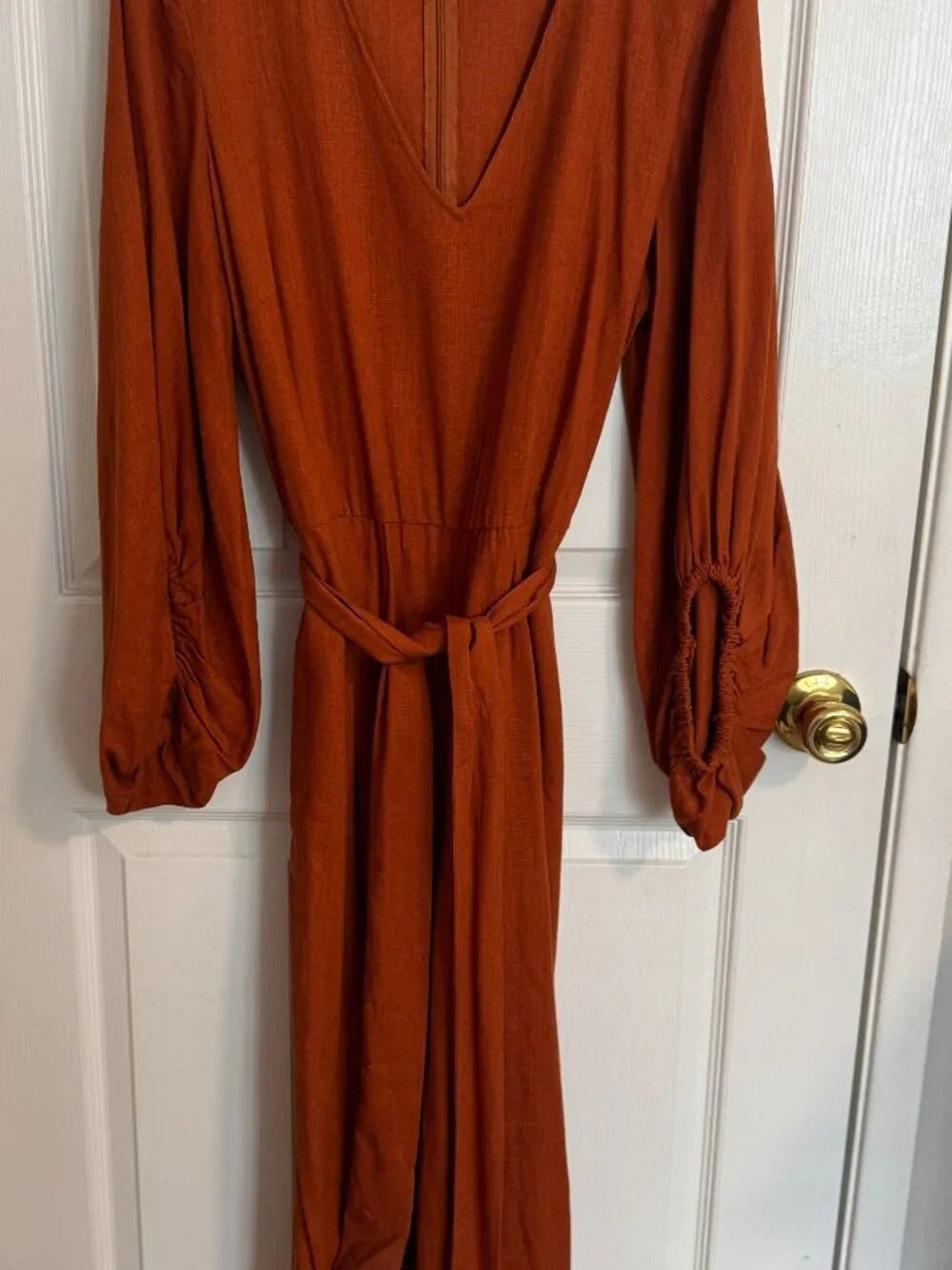 ELOQUII Rust Orange Long-sleeved jumpsuit